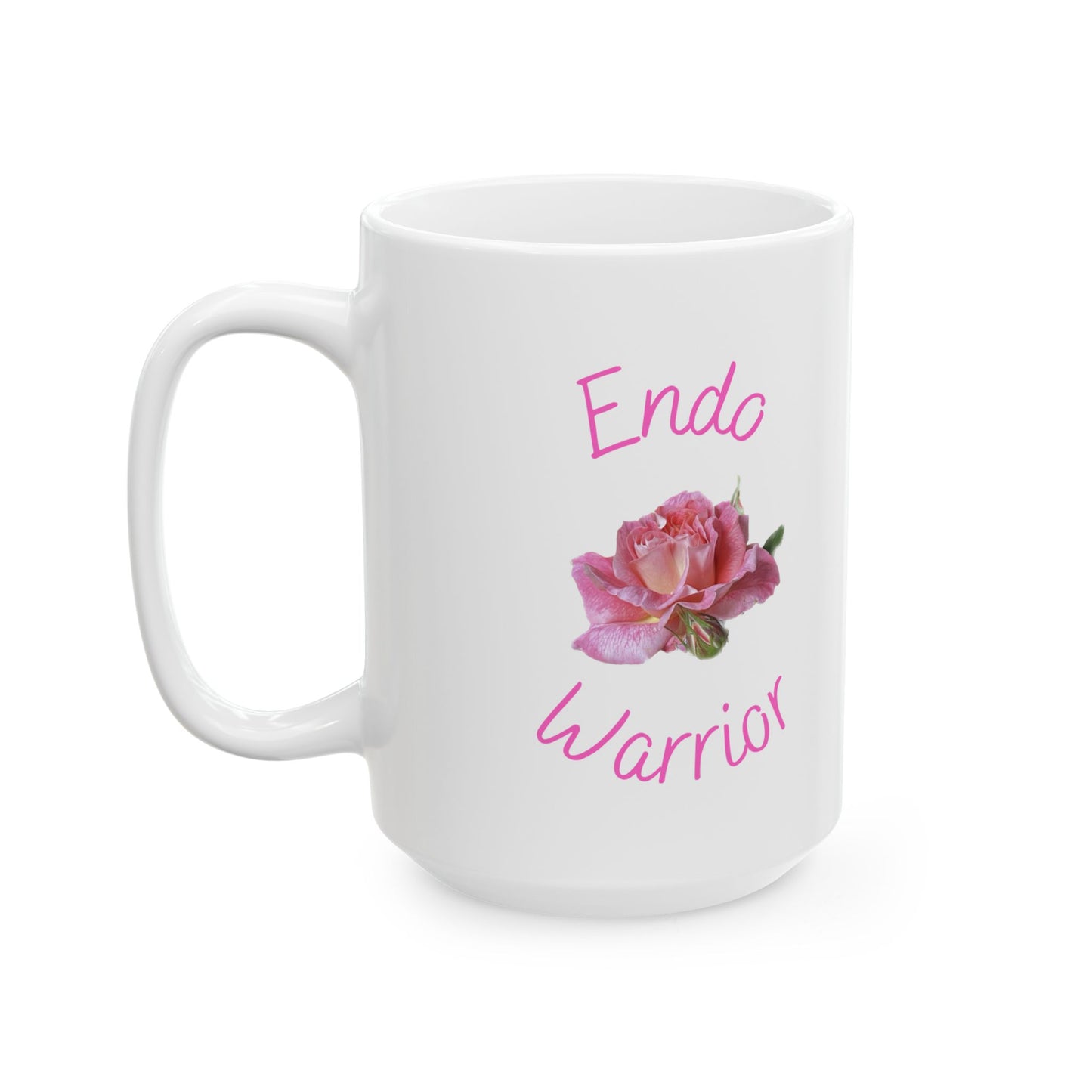 Pink Endo Warrior Ceramic Mug Endometriosis Awareness Coffee Mug, Endo Fighter Gift, Yellow Ribbon