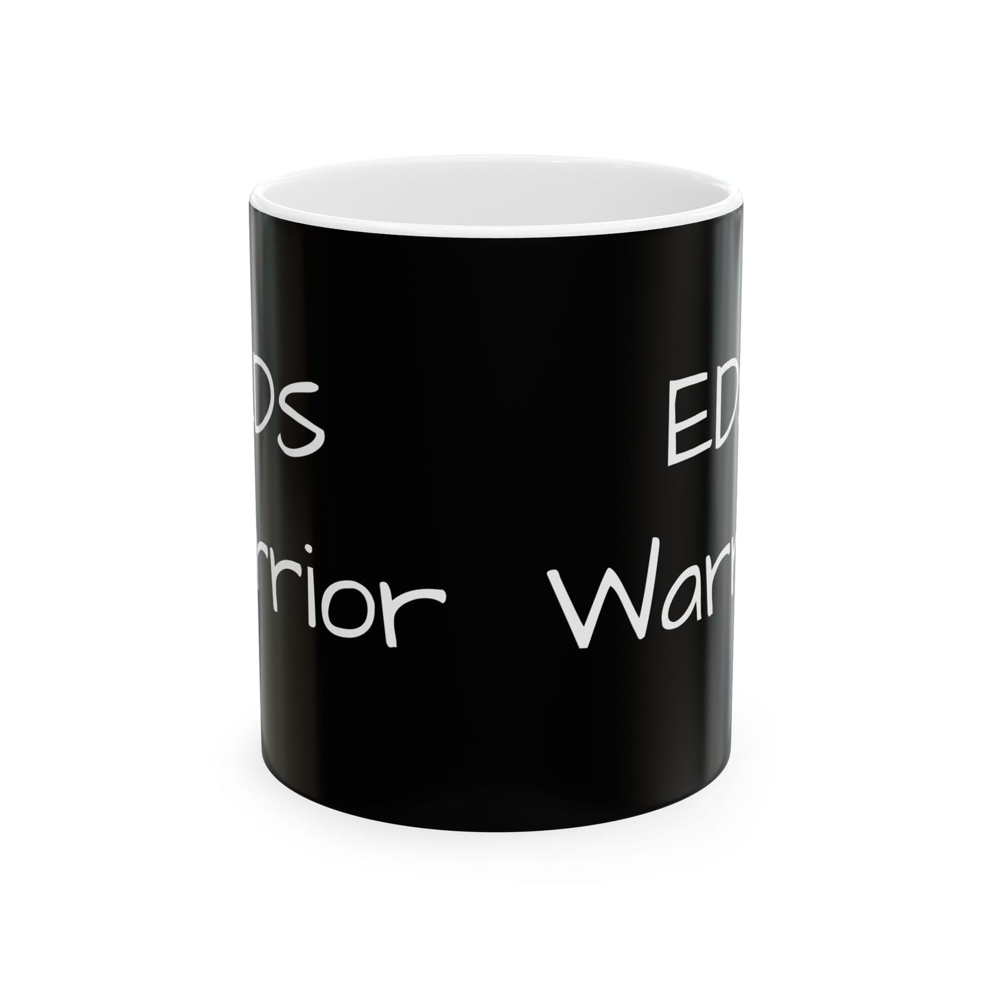 EDS Warrior Ceramic Mug Ehlers Danlos Syndrome Hypermobility Awareness Coffee Mug, Fighter Support Gift Zebra Ribbon Black White