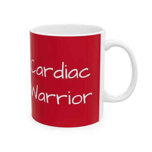 Cardiac Warrior Ceramic Mug Heart Attack Disease Stroke Awareness Coffee Mug Gift, Red Ribbon