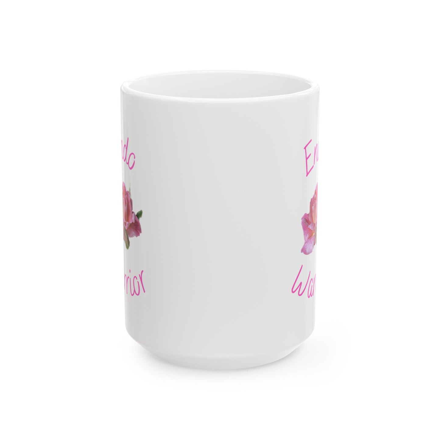 Pink Endo Warrior Ceramic Mug Endometriosis Awareness Coffee Mug, Endo Fighter Gift, Yellow Ribbon