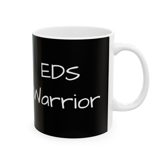 EDS Warrior Ceramic Mug Ehlers Danlos Syndrome Hypermobility Awareness Coffee Mug, Fighter Support Gift Zebra Ribbon Black White