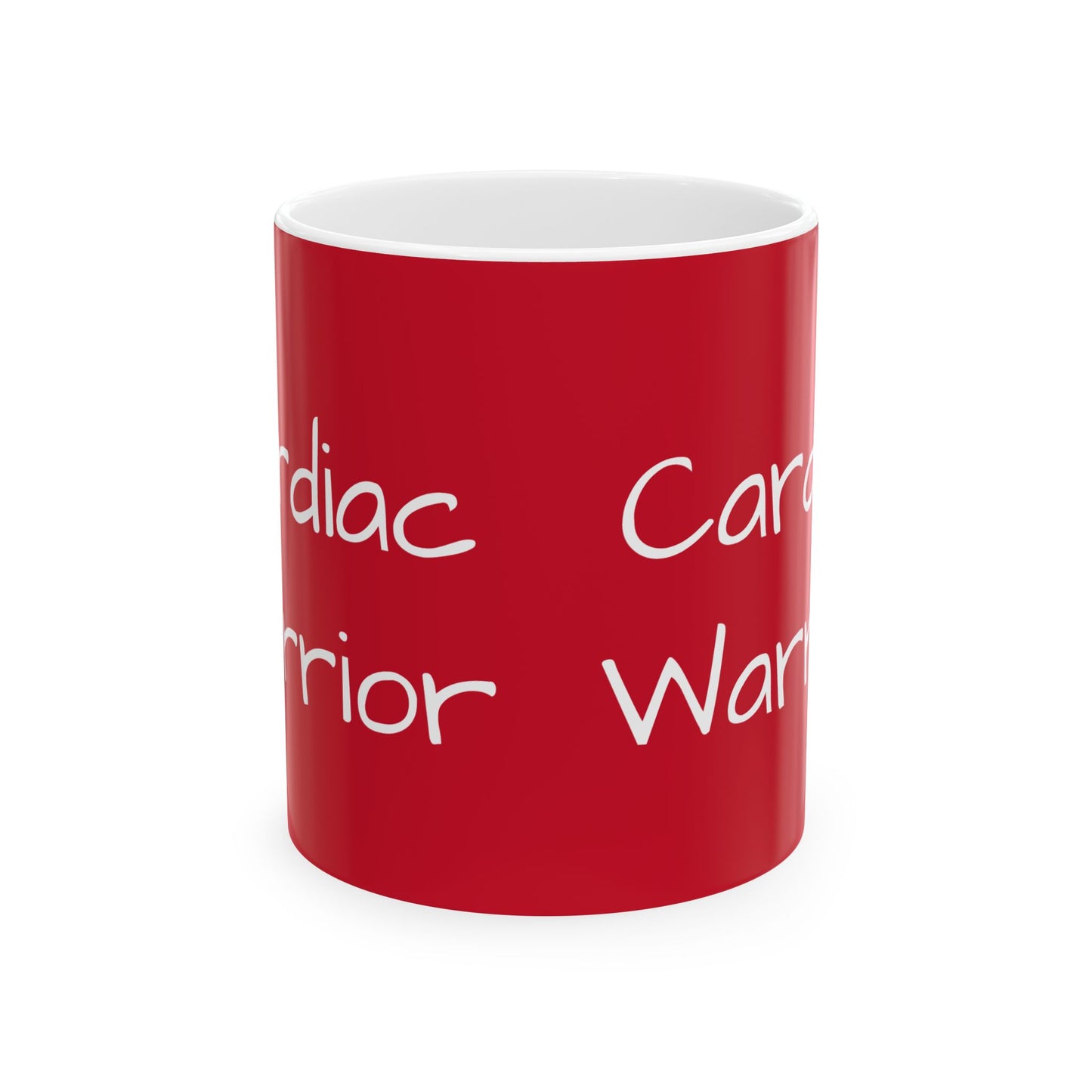 Cardiac Warrior Ceramic Mug Heart Attack Disease Stroke Awareness Coffee Mug Gift, Red Ribbon