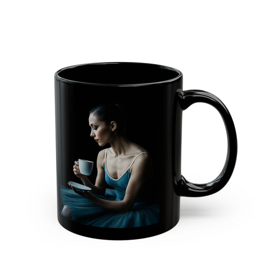 Graceful Ballerina Enjoying a Quiet Moment Black Mug