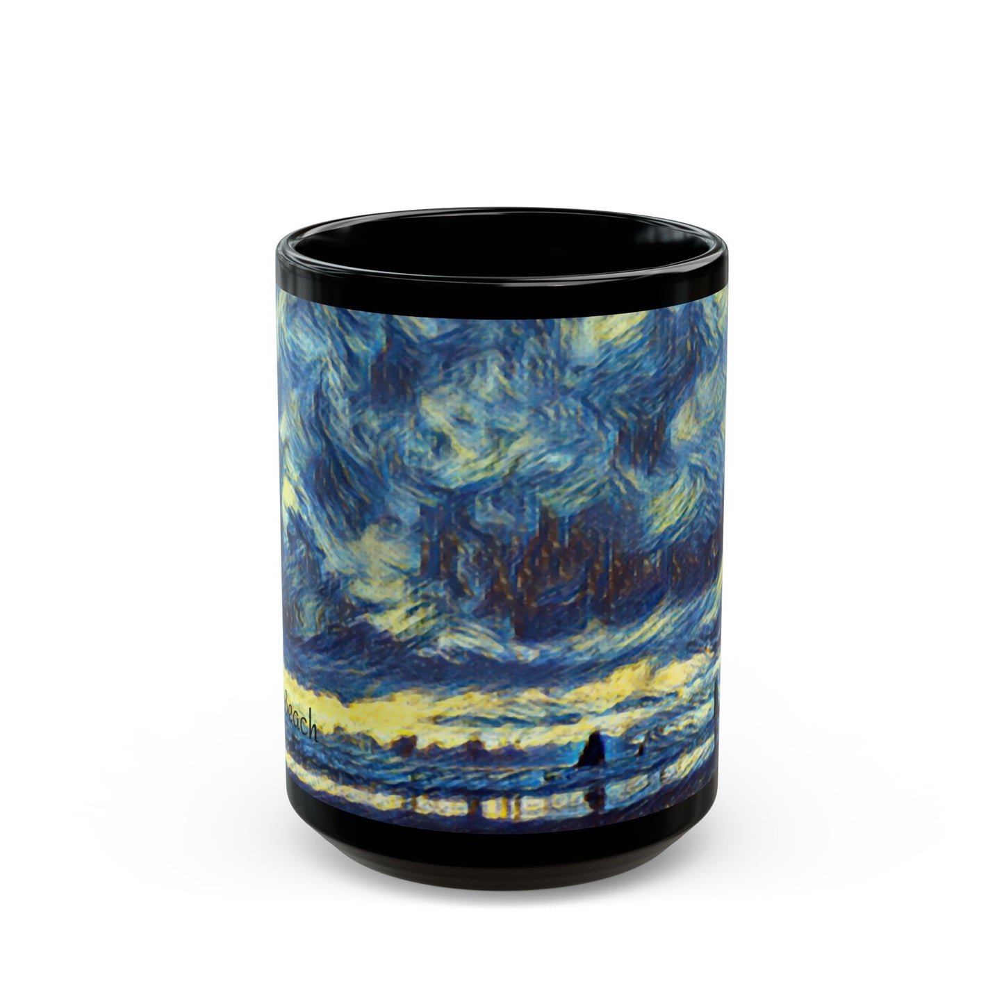 A Starry Night at Haystack Rock, Cannon Beach Oregon Black Mug Gift