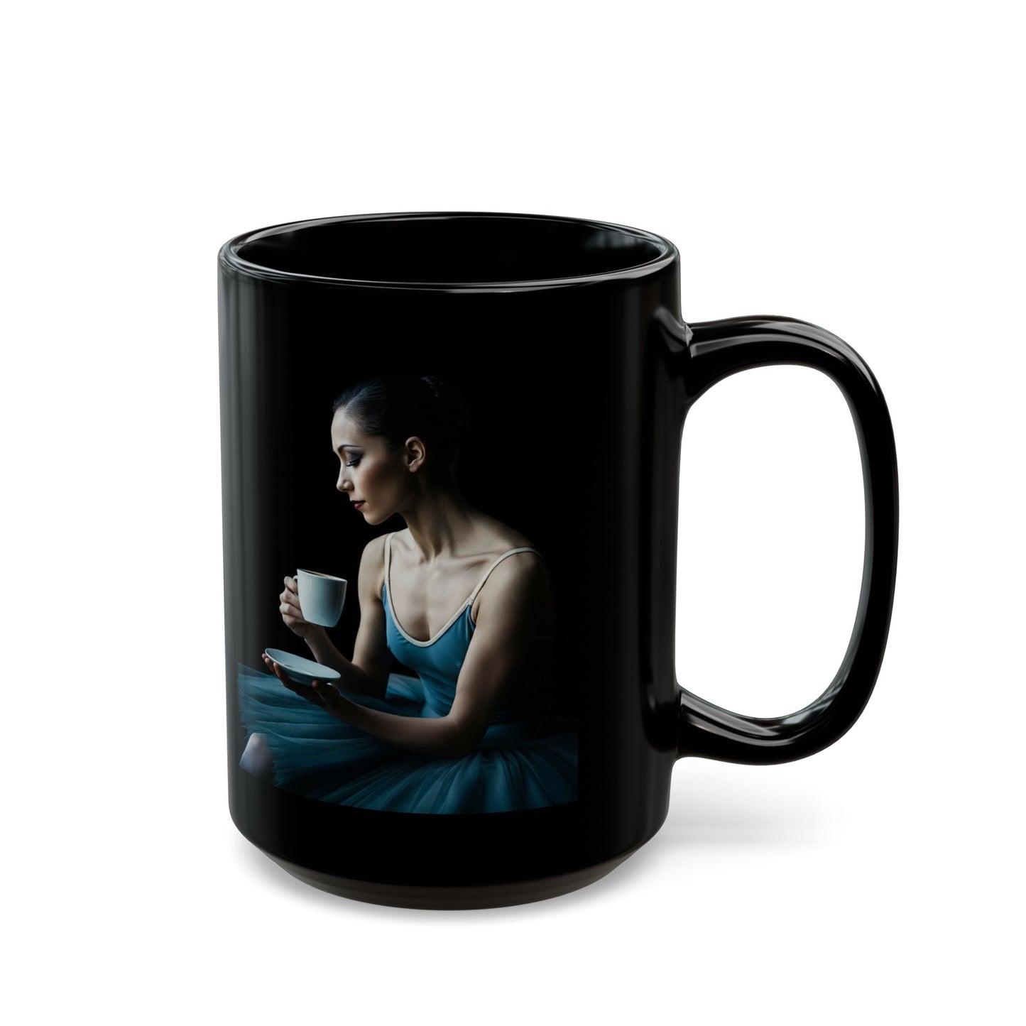 Graceful Ballerina Enjoying a Quiet Moment Black Mug