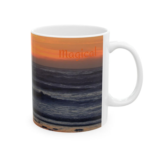 Magical Cannon Beach Sunset Ceramic Mug Gift Oregon Haystack Rock