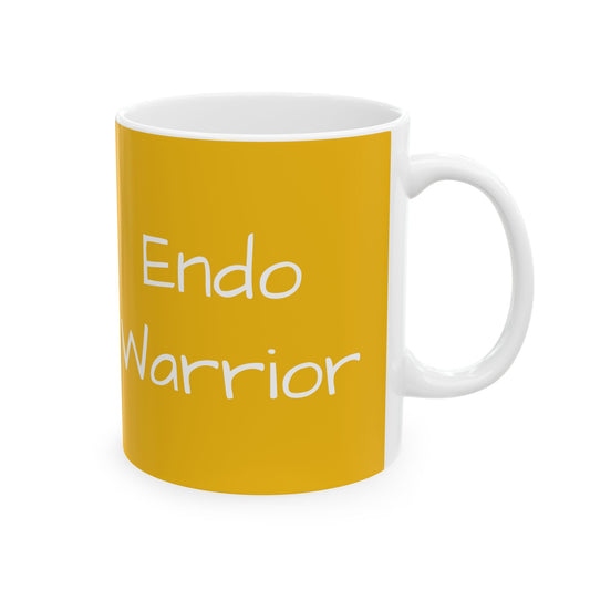 Endo Warrior Ceramic Mug, 11oz, Endometriosis Awareness Coffee Mug, Endo Fighter Gift, Yellow Ribbon