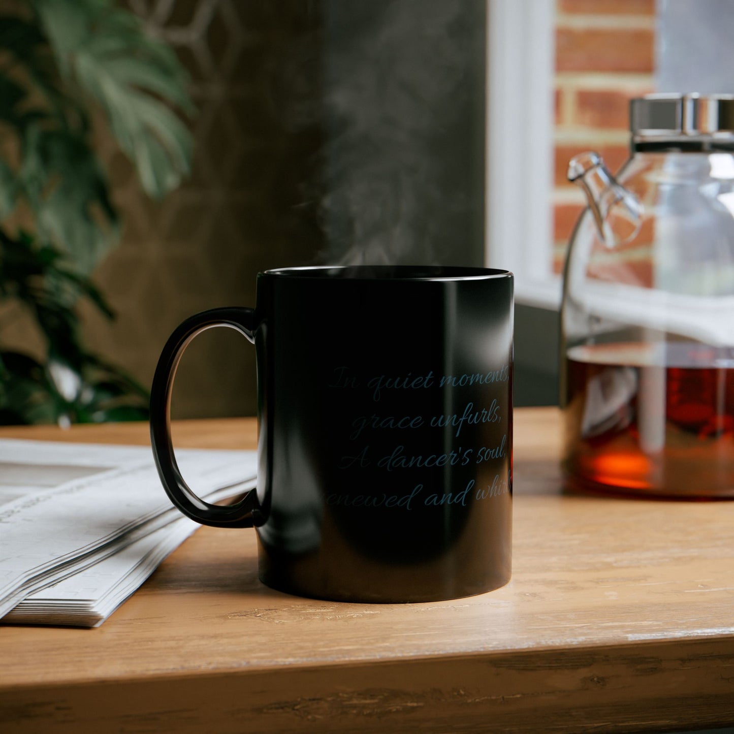 Graceful Ballerina Enjoying a Quiet Moment Black Mug