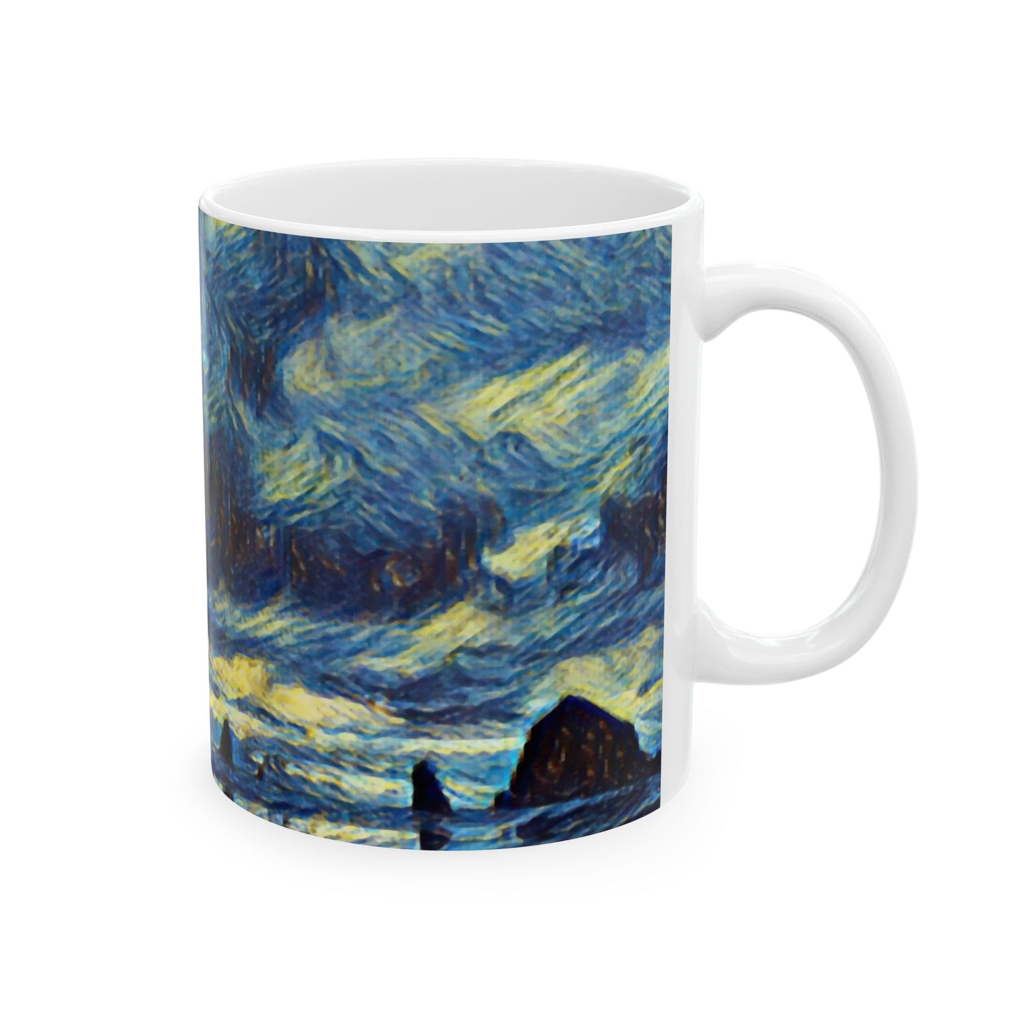 A Starry Night at Haystack Rock, Cannon Beach, Oregon Ceramic Mug