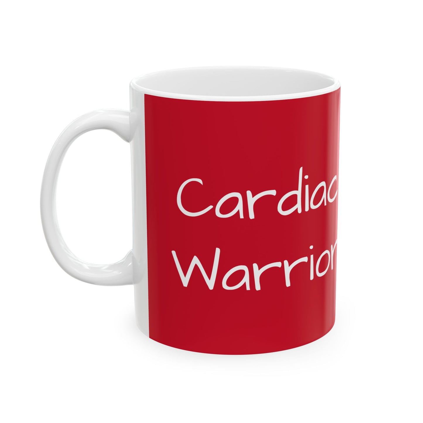 Cardiac Warrior Ceramic Mug Heart Attack Disease Stroke Awareness Coffee Mug Gift, Red Ribbon