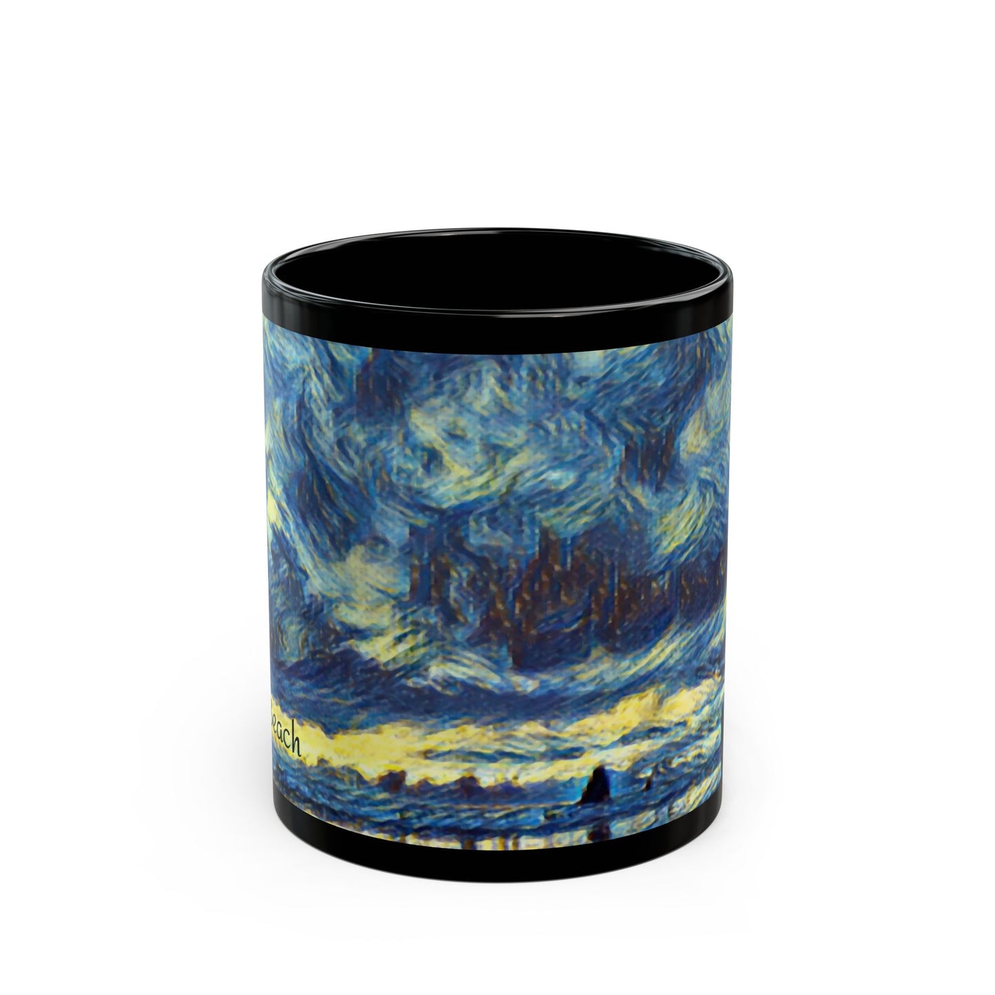 A Starry Night at Haystack Rock, Cannon Beach Oregon Black Mug Gift