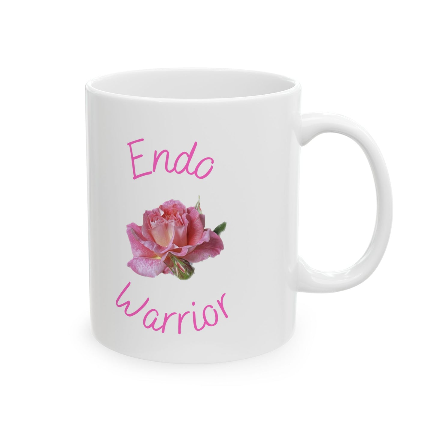 Pink Endo Warrior Ceramic Mug Endometriosis Awareness Coffee Mug, Endo Fighter Gift, Yellow Ribbon