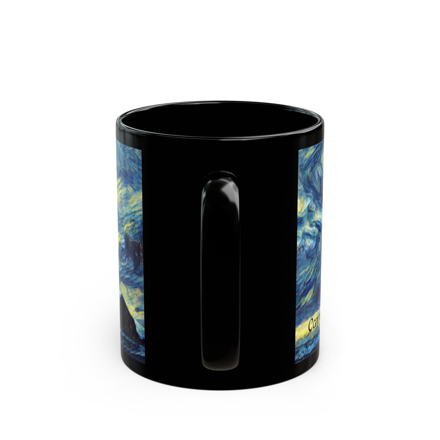 A Starry Night at Haystack Rock, Cannon Beach Oregon Black Mug Gift