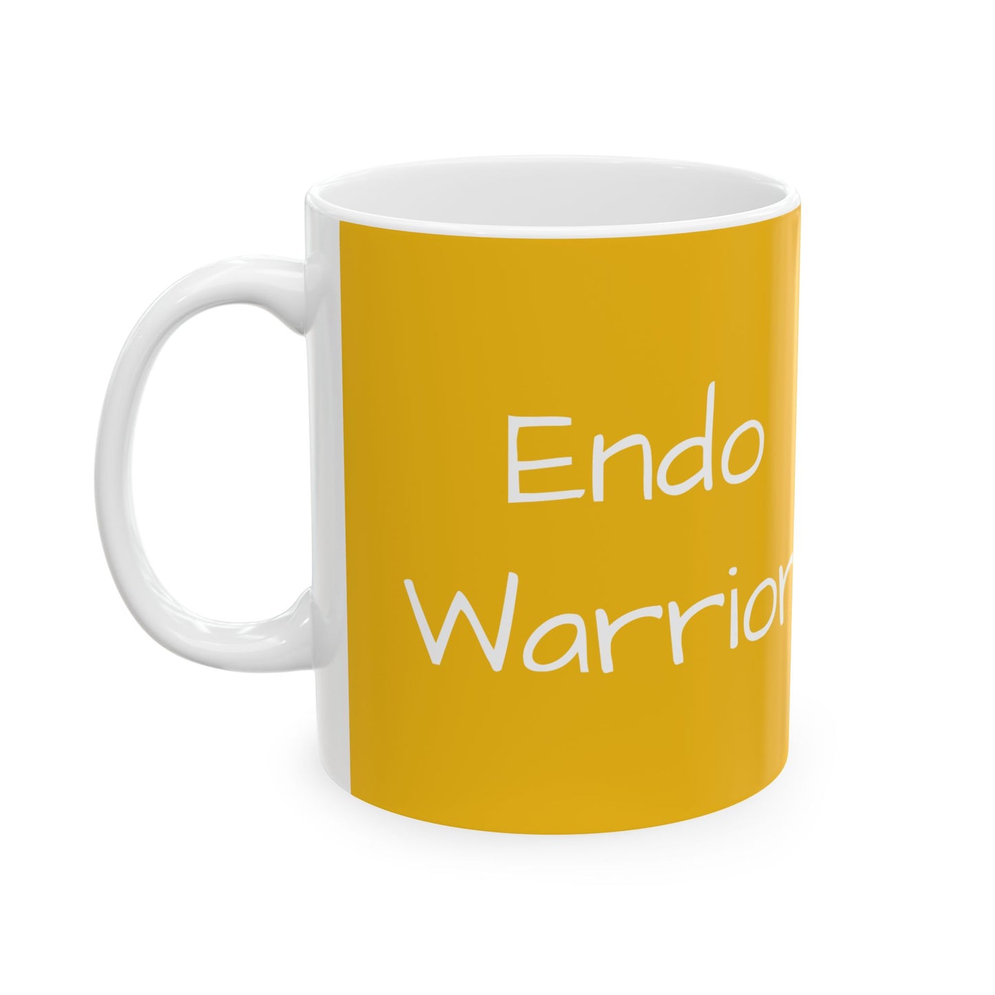 Endo Warrior Ceramic Mug, 11oz, Endometriosis Awareness Coffee Mug, Endo Fighter Gift, Yellow Ribbon