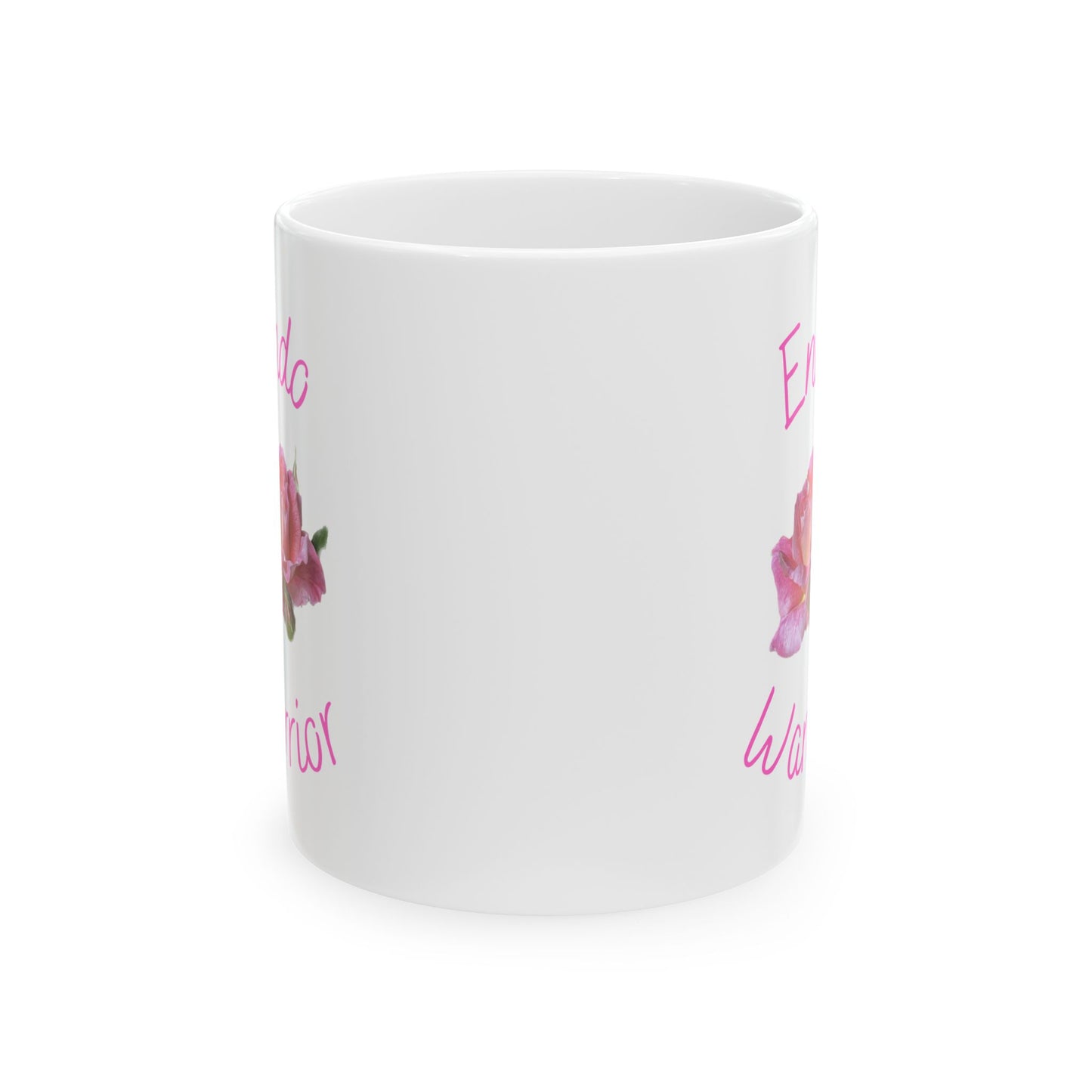 Pink Endo Warrior Ceramic Mug Endometriosis Awareness Coffee Mug, Endo Fighter Gift, Yellow Ribbon